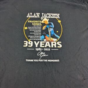 Alan Jackson 1983-2022 Anniversary Black T-Shirt Thank You For The Memories 2XL